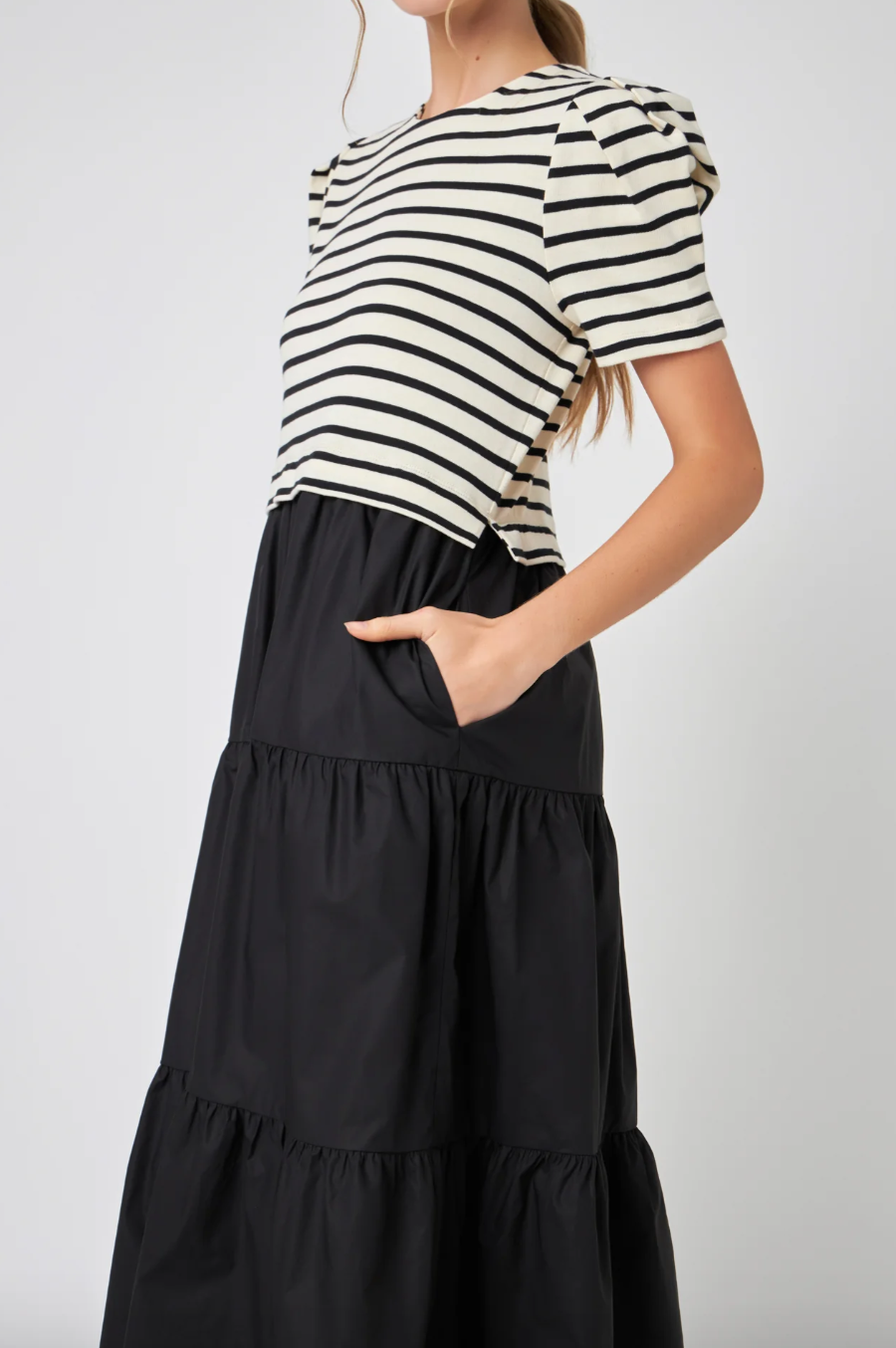 Short Sleeve Mixed Media Dress