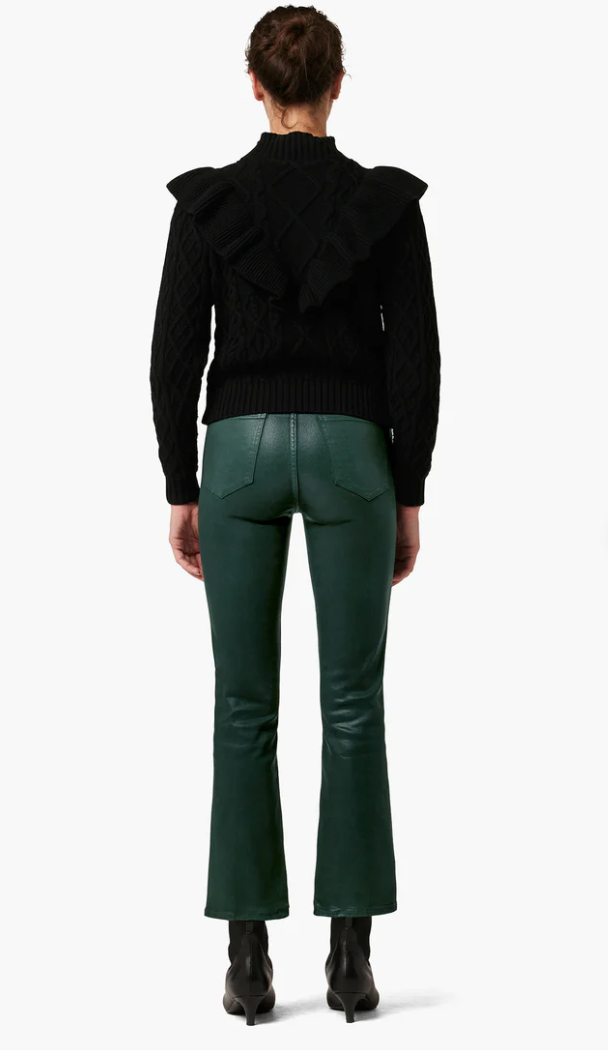 The Callie Coated High Rise Cropped Bootcut Forest Green
