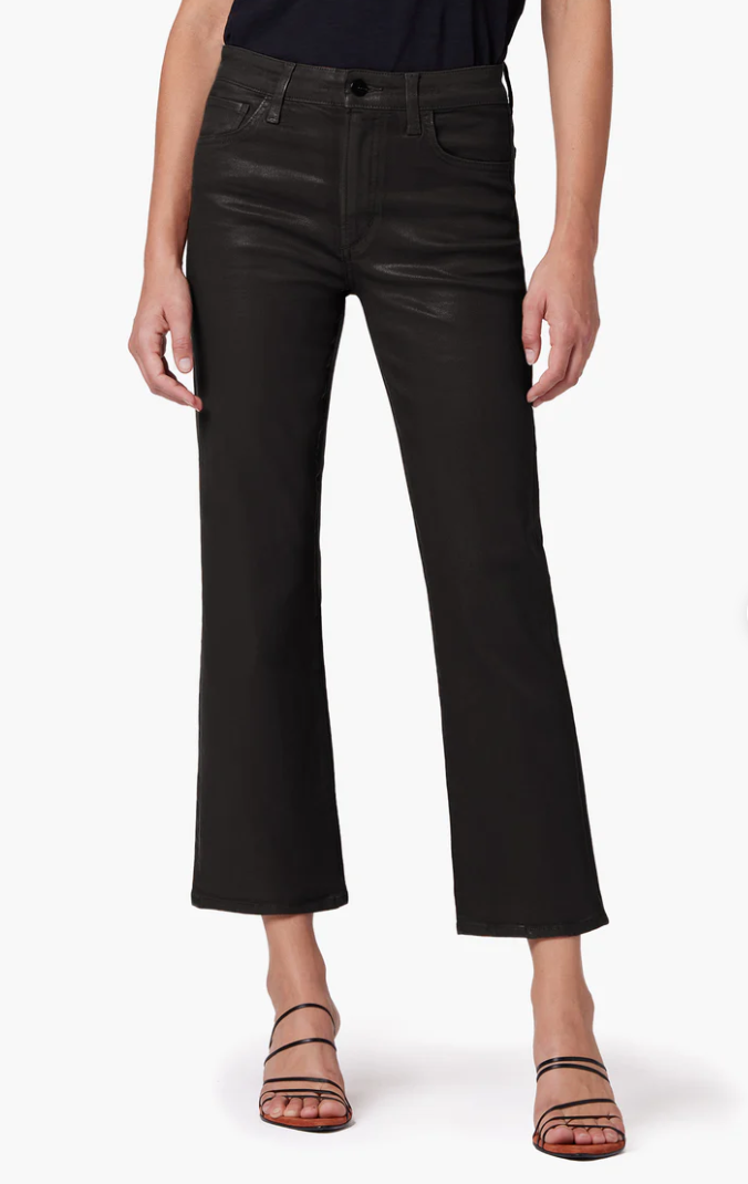 The Callie Coated High Rise Cropped Bootcut Black