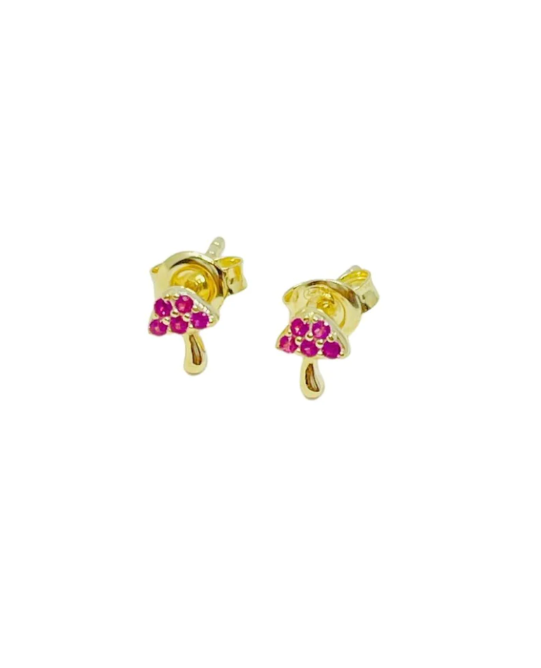 Mushroom Stud Earrings Pink