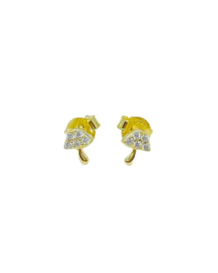 Mushroom Stud Earrings Crystal