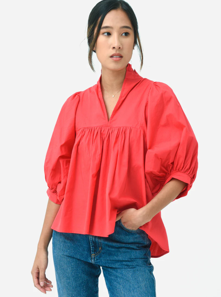 High Neck Top Red