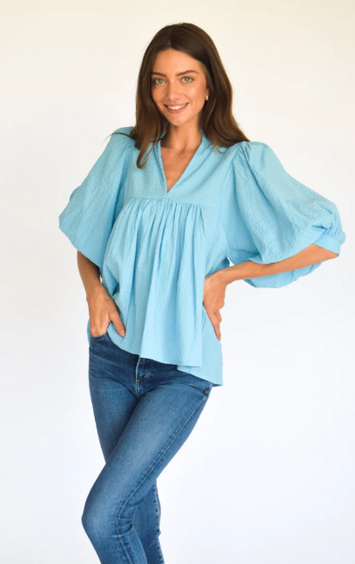 High Neck Top Carolina Blue