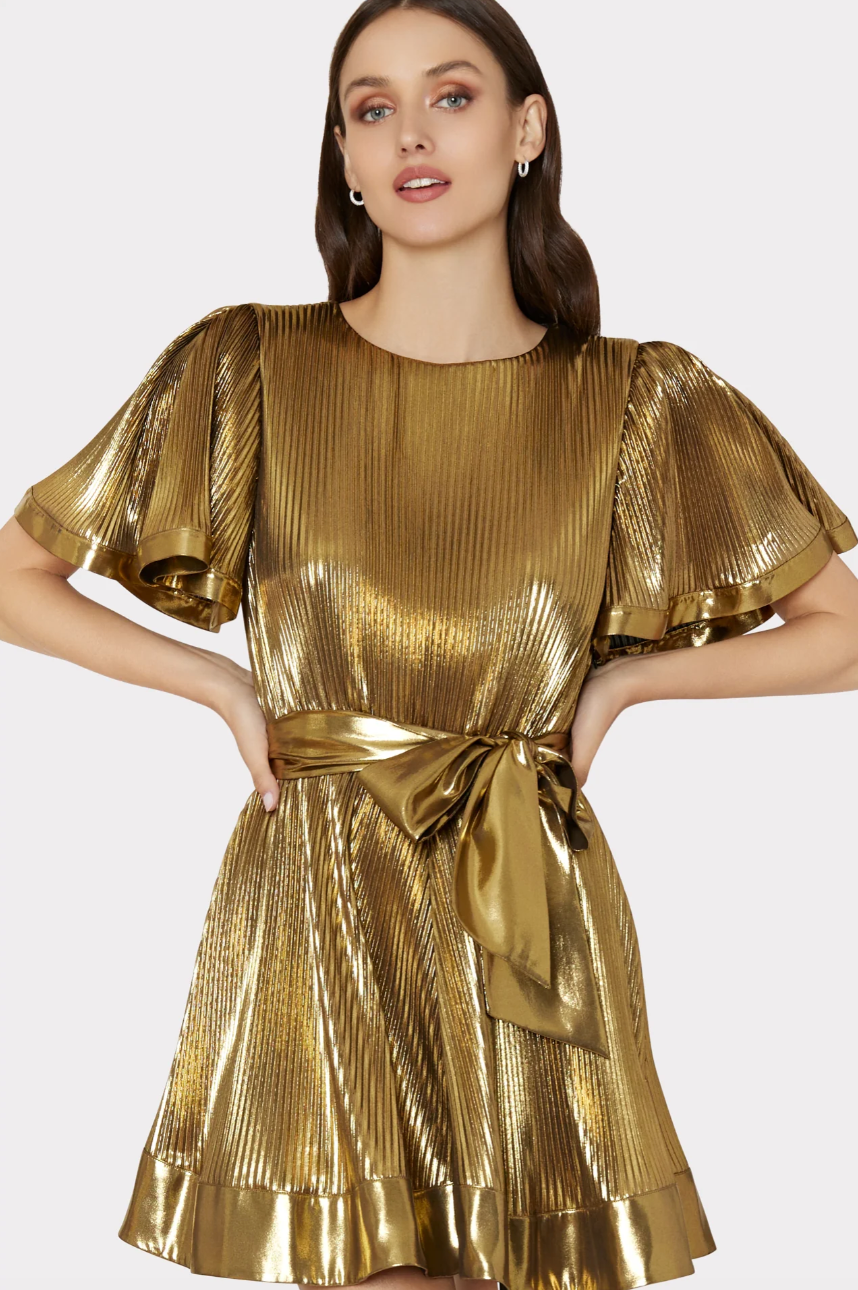 Lumi Pleated Lame Dress