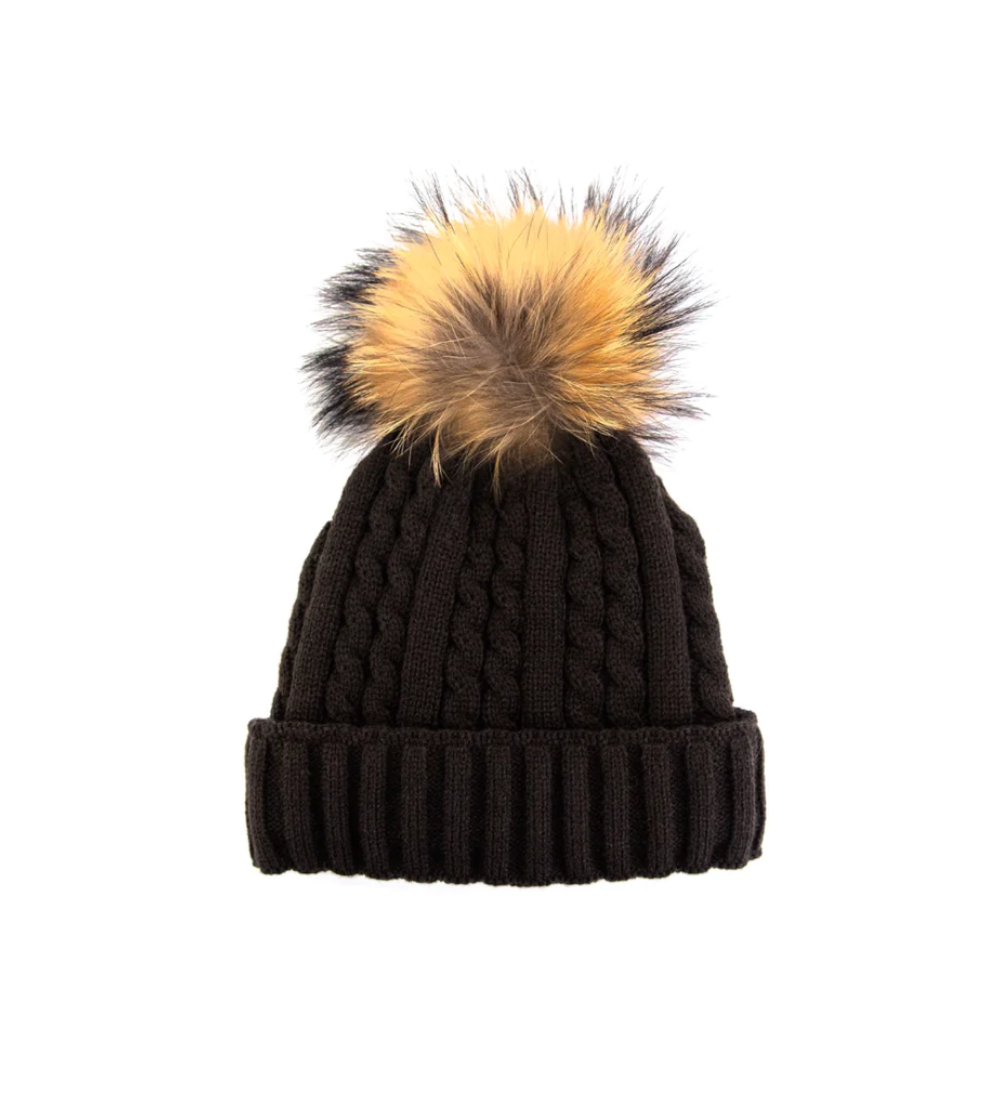 Cable Knit Beanie Brown