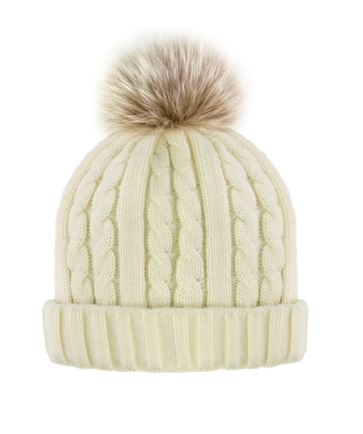 Cable Knit Beanie Ivory