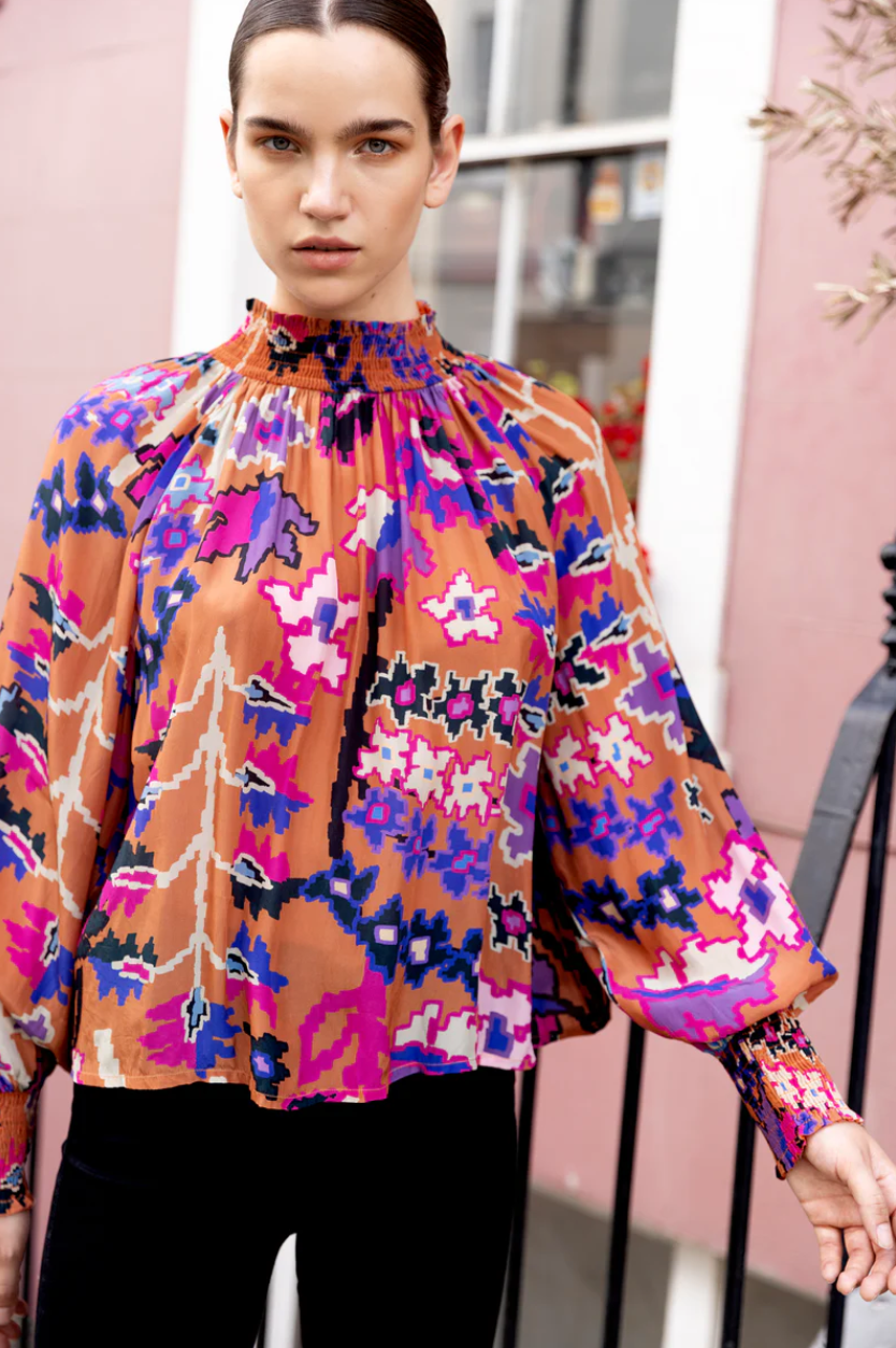 High Neck Blouse Toffee Bukhara
