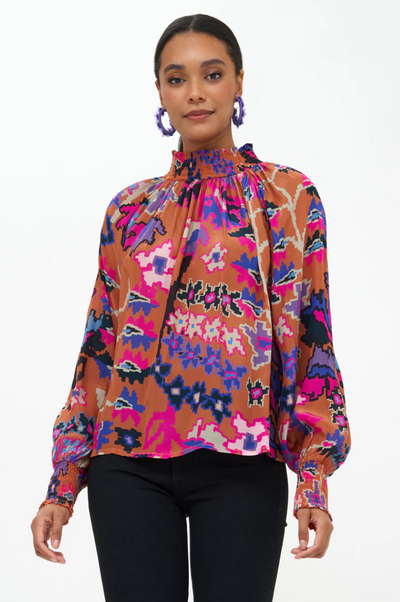 High Neck Blouse Toffee Bukhara