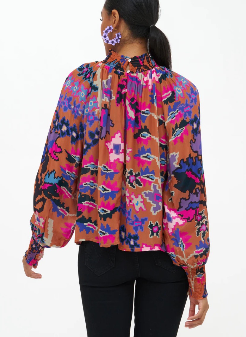 High Neck Blouse Toffee Bukhara