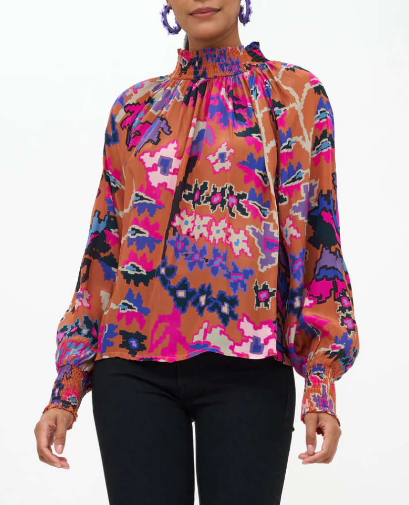 High Neck Blouse Toffee Bukhara