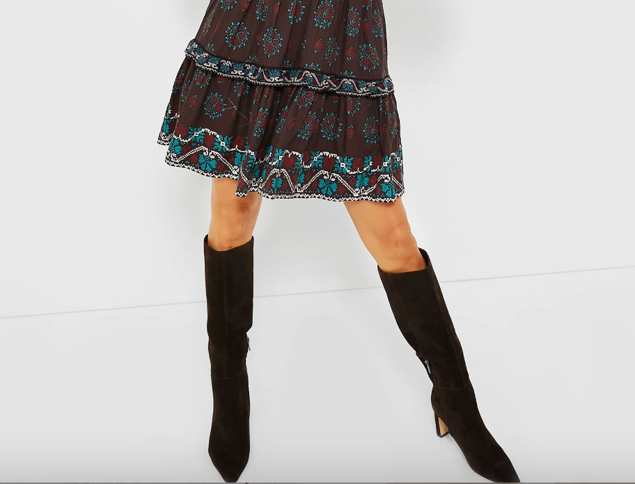 Sylvia Suede Dress Boot Chocolate
