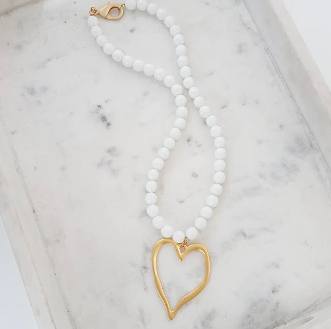Gemstone Beaded Necklace Heart