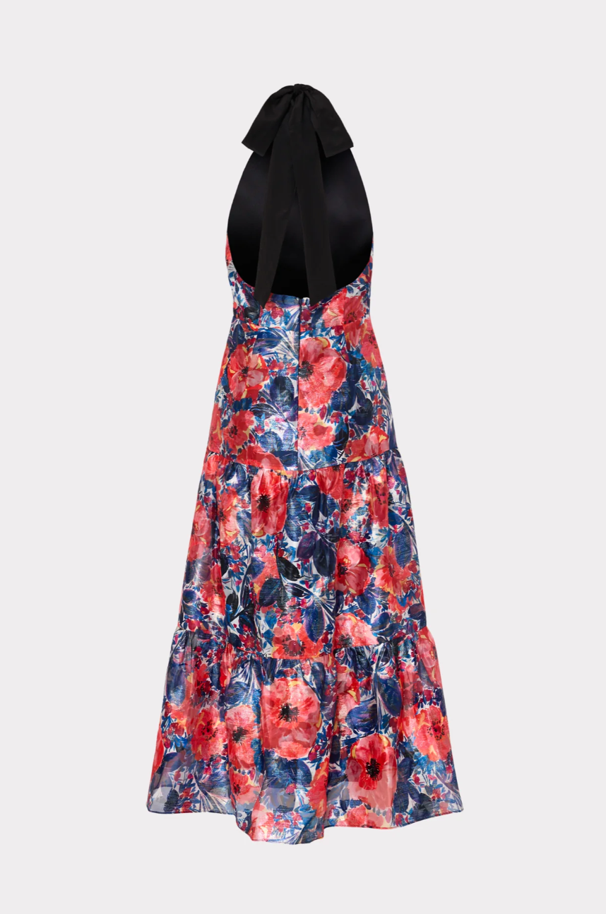Hayden Watercolor Poppy Jacquard Dress