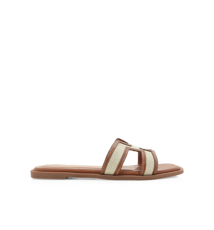Gordy Flat Sandal Natural Linen/Tan