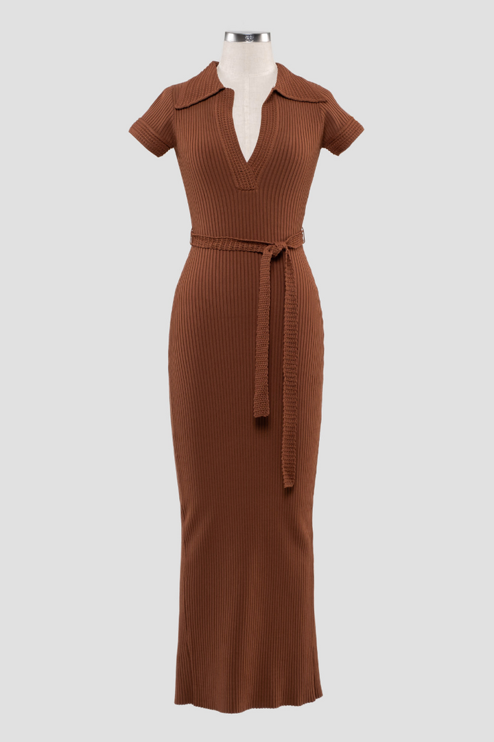 Knit Midi Dress Brown