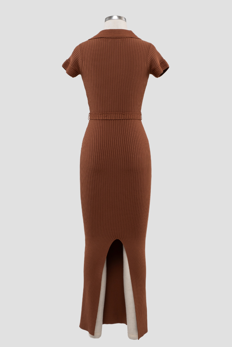 Knit Midi Dress Brown