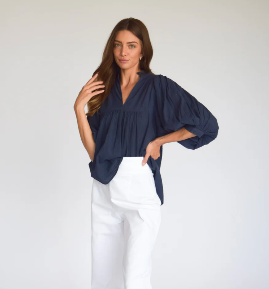 High Neck Top Navy