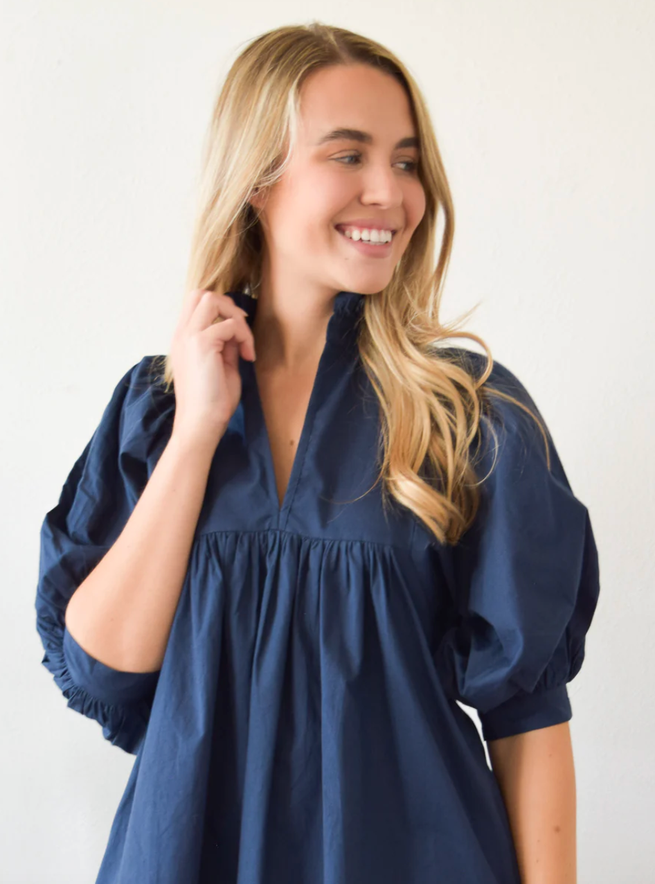 High Neck Top Navy