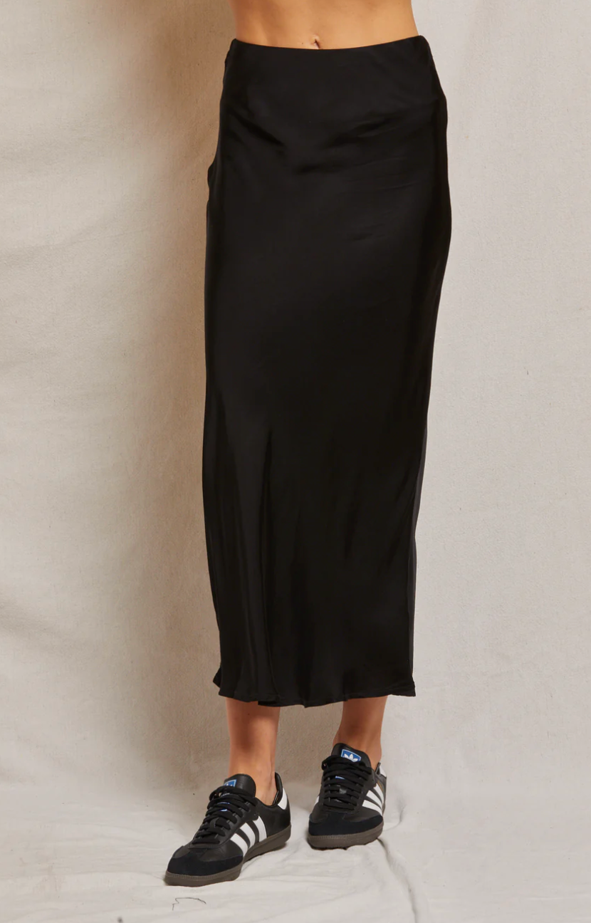 Genevieve Satin Skirt Black