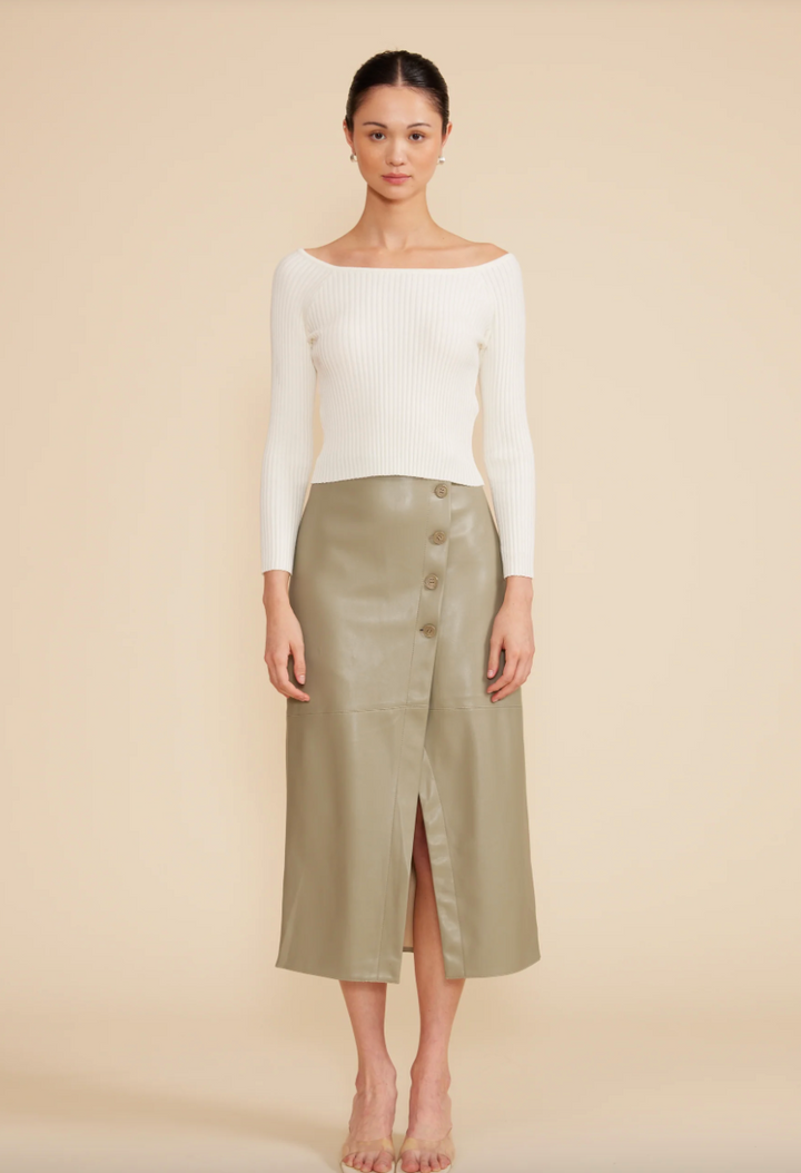 Francisco Button Detail Midi Skirt