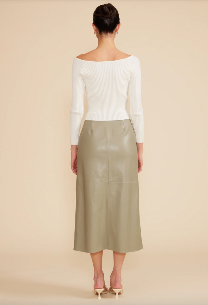 Francisco Button Detail Midi Skirt