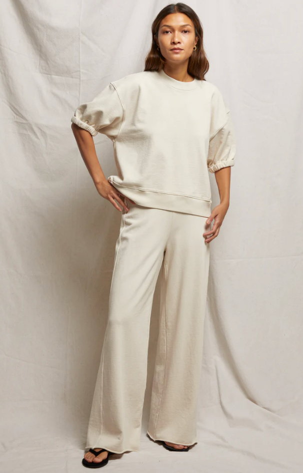 Amber French Terry Wide Leg Pant Sugar