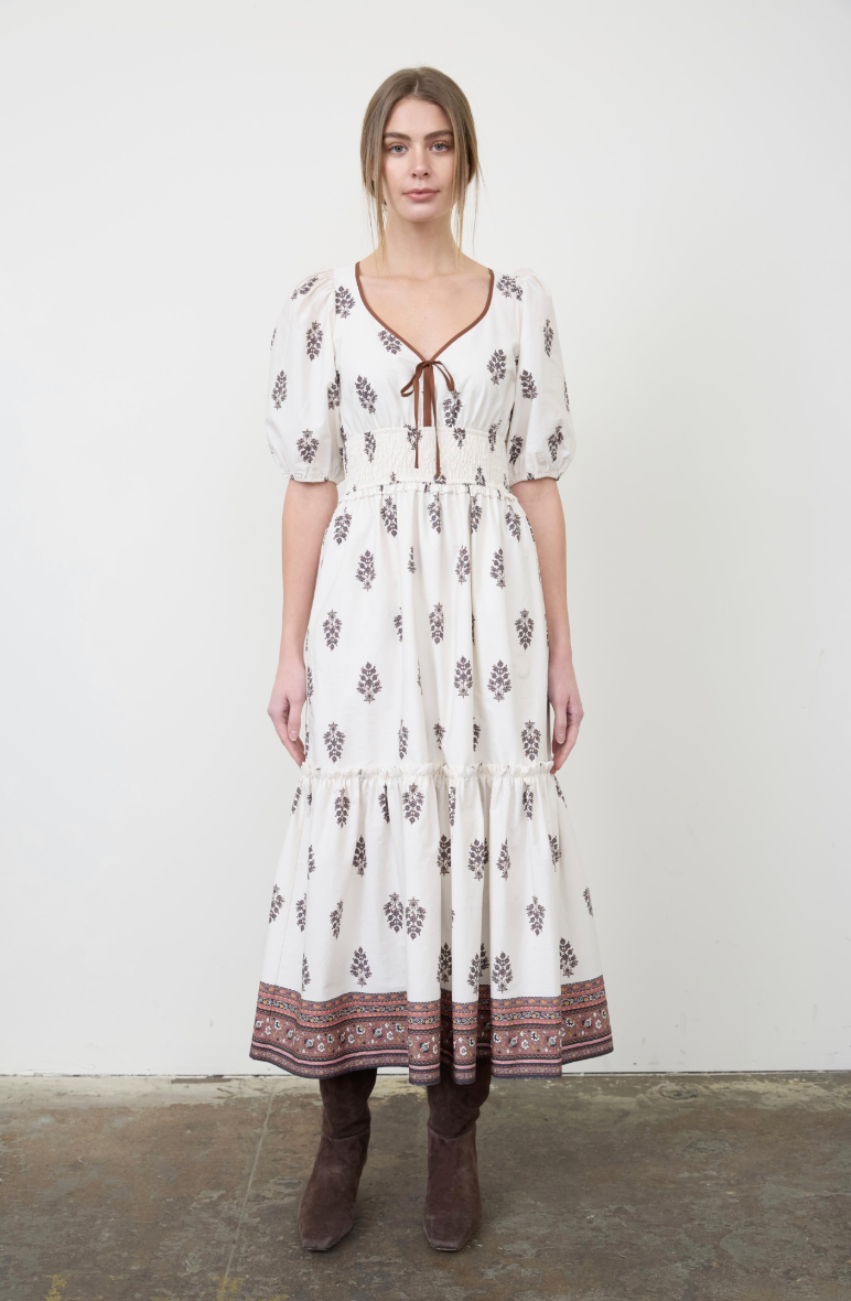 Puff Sleeve Midi Dress