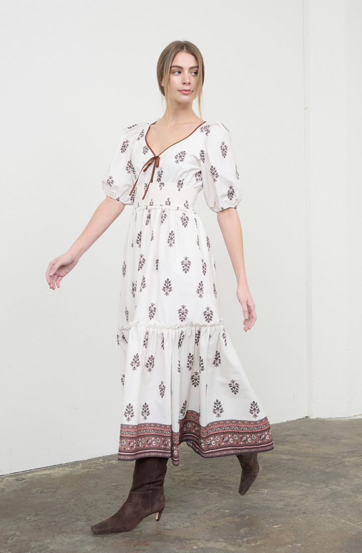 Puff Sleeve Midi Dress