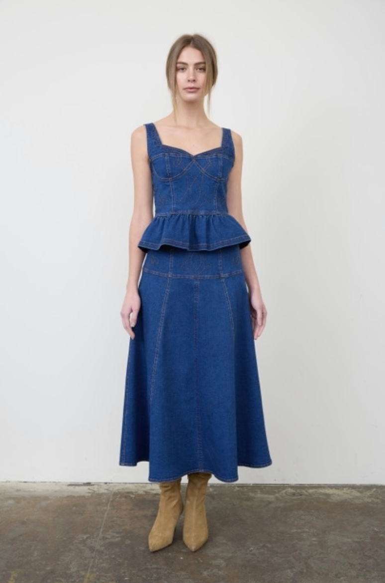 Denim Midi Skirt