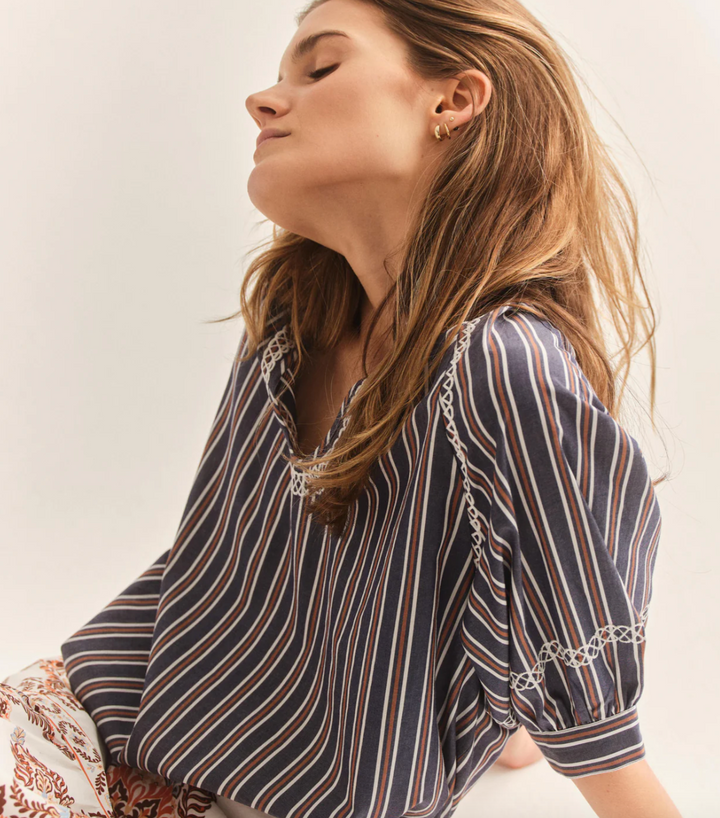 Eleanor Top Cartolina Navy Stripe