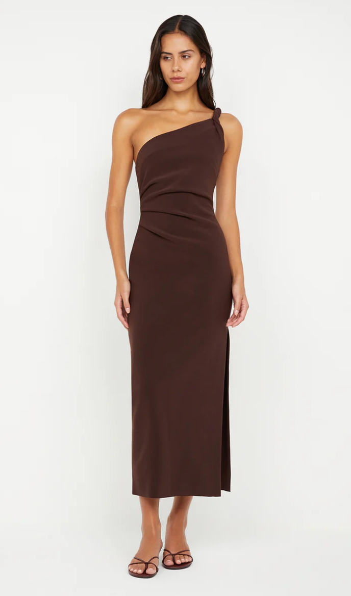 Ariven Asym Midi Dress Dark Chocolate