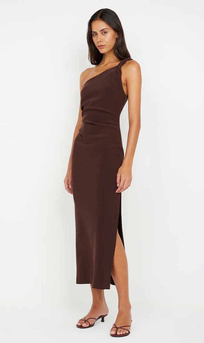Ariven Asym Midi Dress Dark Chocolate