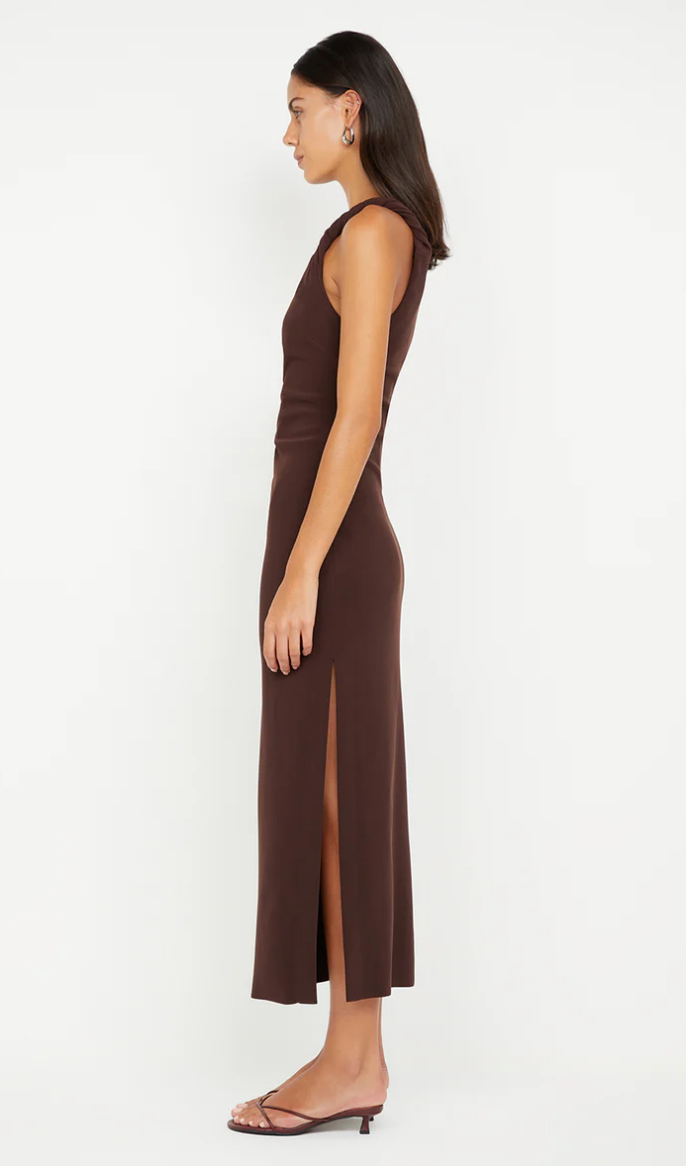 Ariven Asym Midi Dress Dark Chocolate