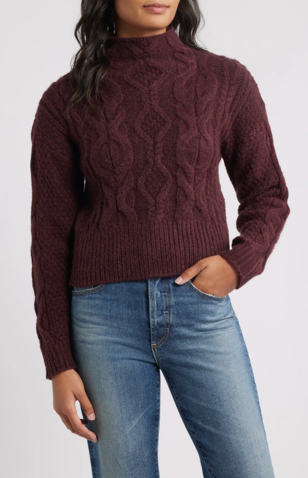 Reba Cable Funnel Neck Pullover
