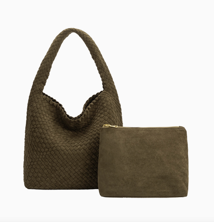 Johanna Pine Suede Shoulder Bag