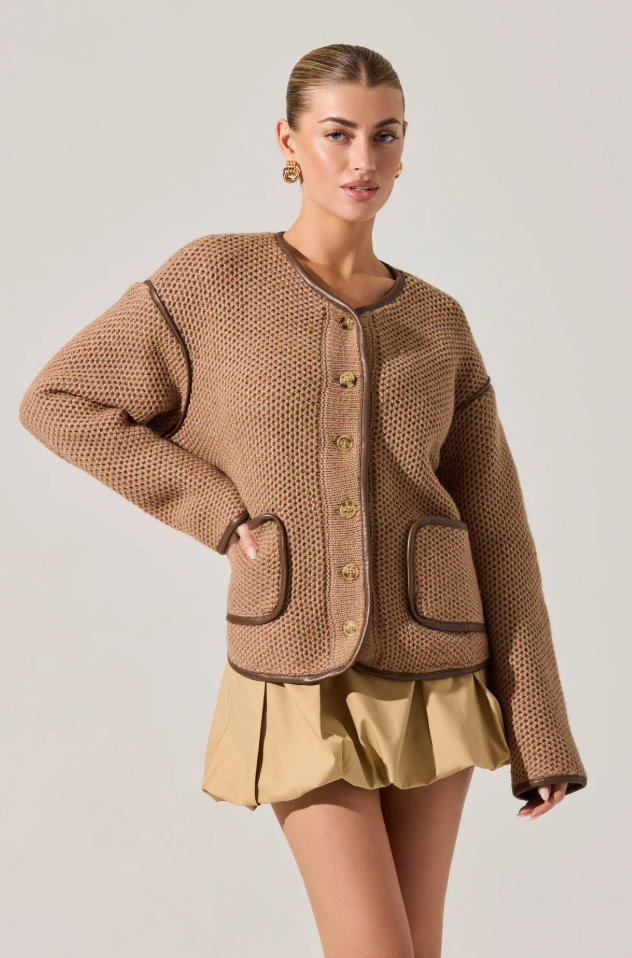 Kembrie Sweater Jacket Camel Multi