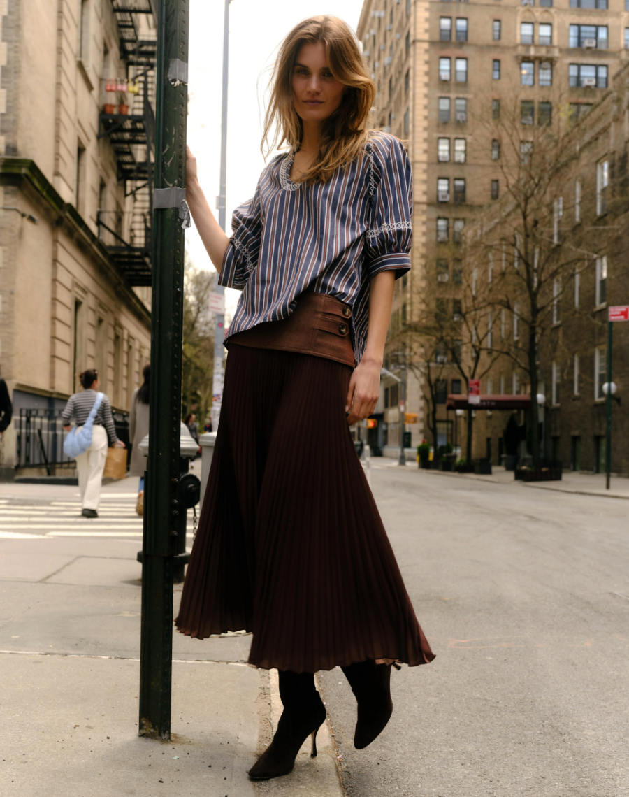 Estelle Pleated Skirt Mocha