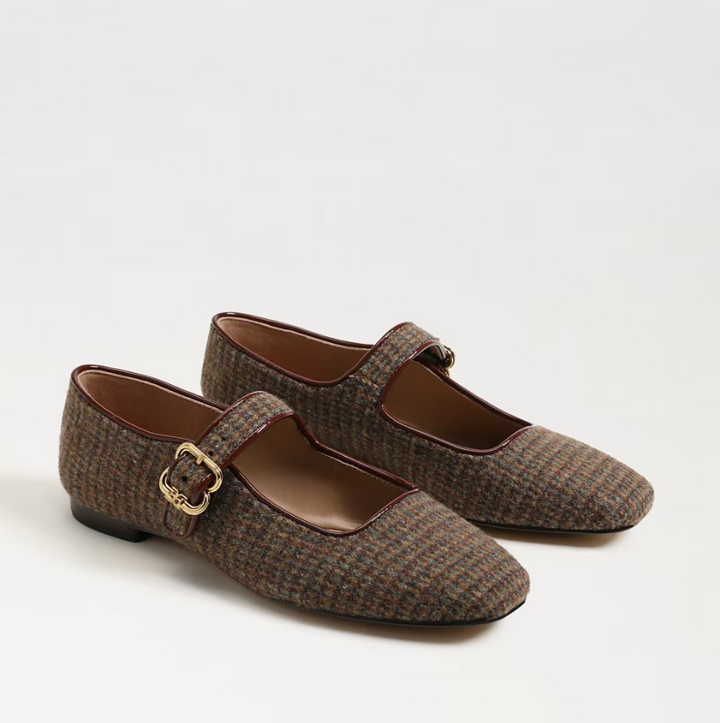 Michaela Mary Jane Flat Plaid Brown Multi