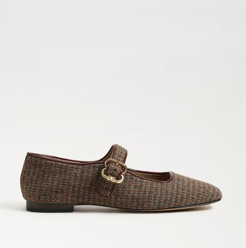 Michaela Mary Jane Flat Plaid Brown Multi