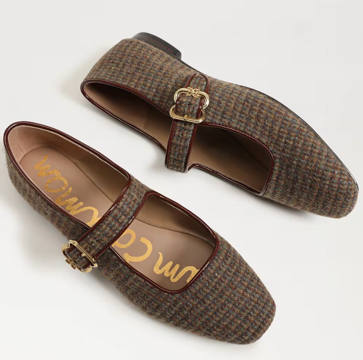 Michaela Mary Jane Flat Plaid Brown Multi