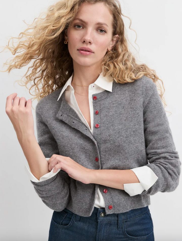 Cropped Rebecca Cardigan Dark Charcoal Grey