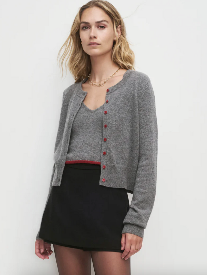 Cropped Rebecca Cardigan Dark Charcoal Grey