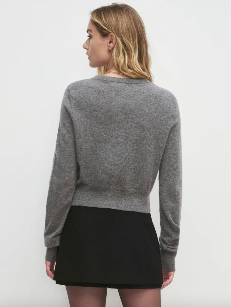 Cropped Rebecca Cardigan Dark Charcoal Grey