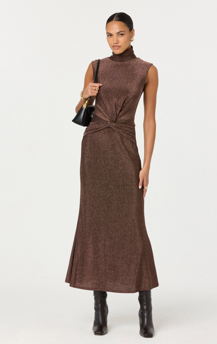 Riana Dress Brown Metallic
