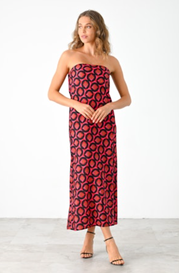 Talia Dress Red Combo