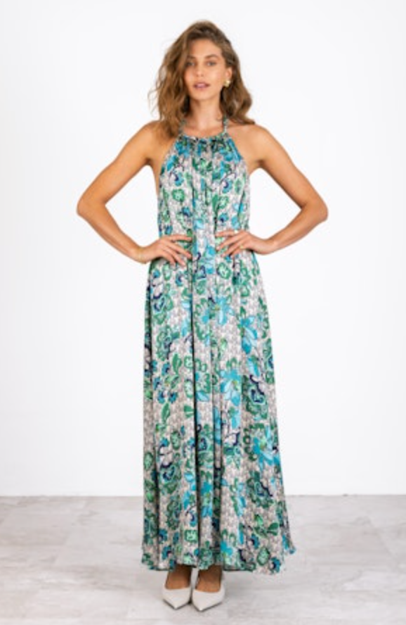Antonella Maxi Dress Green/Cream