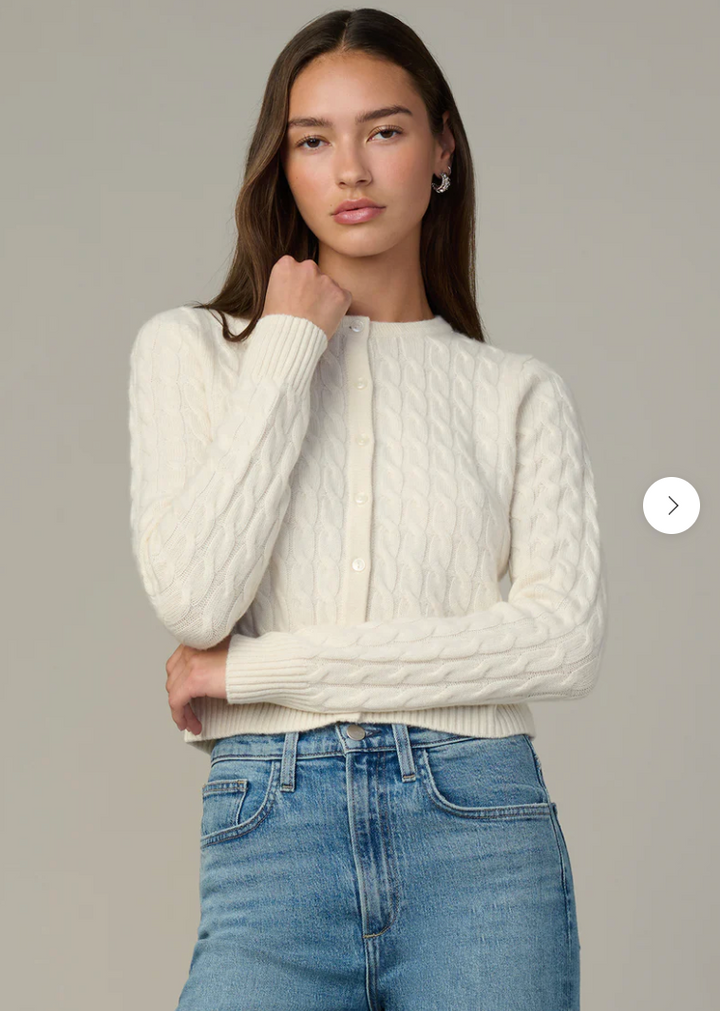 The Cable Dani Cashmere Cardigan Ecru
