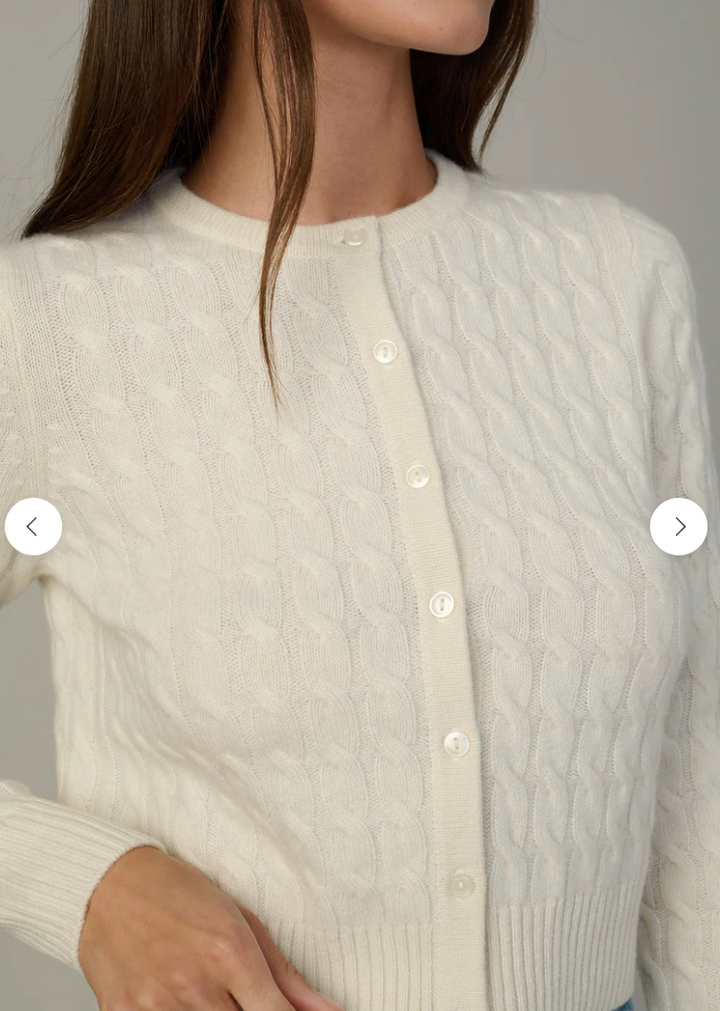 The Cable Dani Cashmere Cardigan Ecru