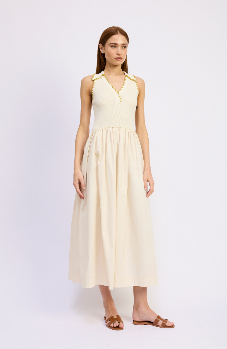 Rosalie Mixed Media Midi Dress