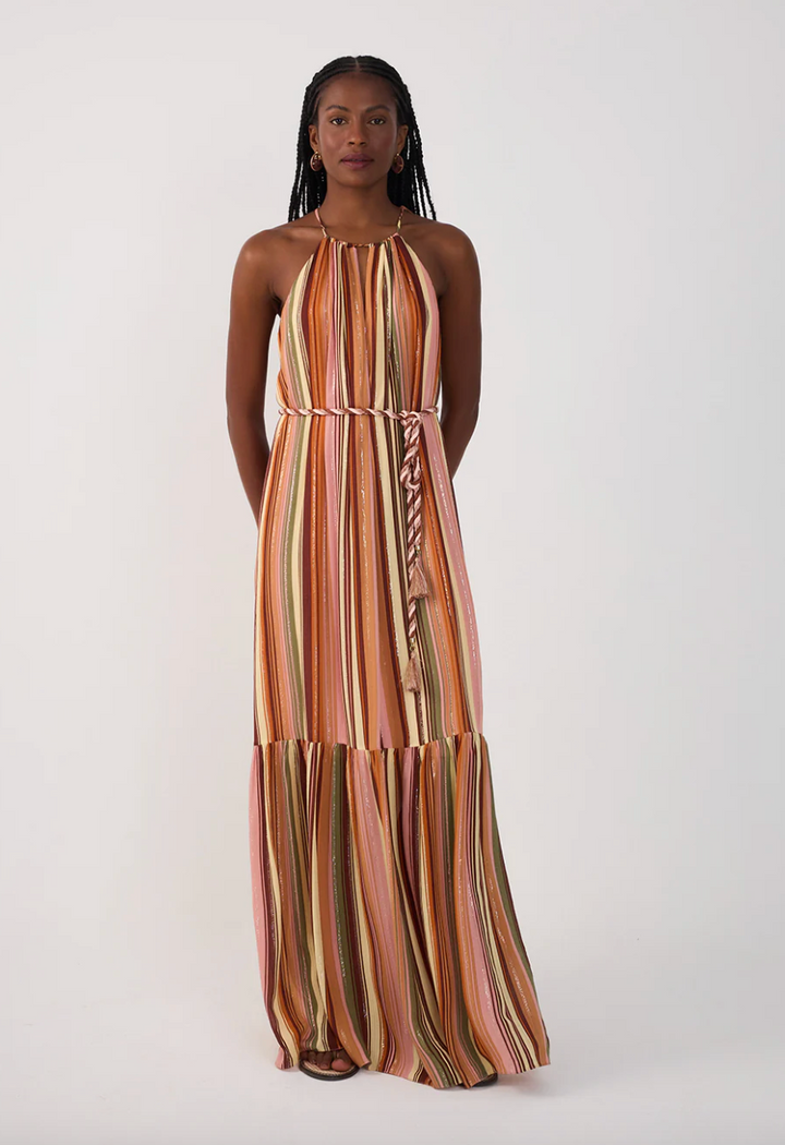 Bosque Print Lurex Maxi Dress